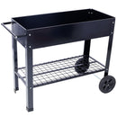 Elevated Mobile Raised Ergonomic Metal Planter Garden Bed With Wheels Powder Coated Steel - Black