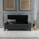 Contemporary Storage Ottoman With Tufted Top - Dark Gray
