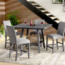 Counter Height Dining Table With Tapered Base And Lazy Susan - Gray