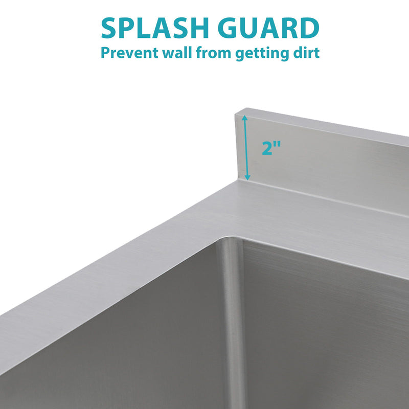 Stainless Steel Freestanding Utility Sink With Pull Out Faucet, Large Single Bowl - Brushed Nickel