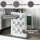 Noralie - 18" X 14" Accent Table With Faux Diamonds - Mirrored