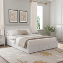 Luxury Queen Size Wood Platform Bed with Hydraulic Storage System and 2 Drawers,Streamlined Headboard & Footboard, White