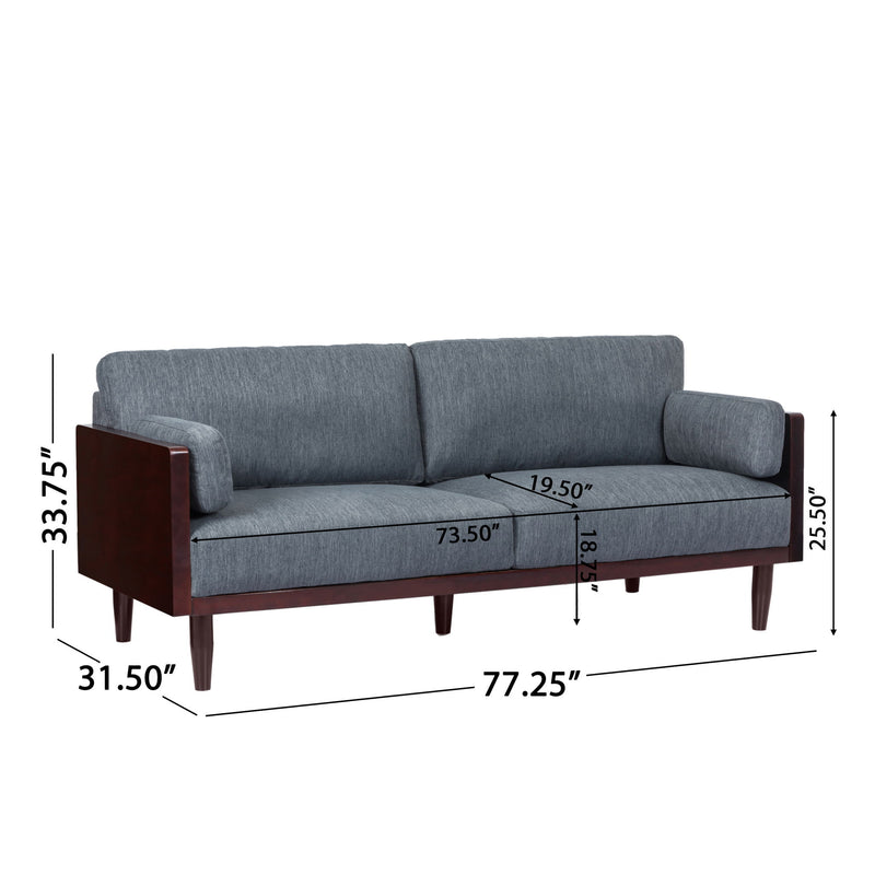 Mid - Century 3 Seater Sofa With Pillow Cushions