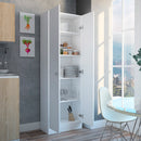 Multistorage Pantry Cabinet, Five Shelves, Double Door Cabinet -White