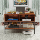 Rustic Flip Top Coffee Table With Hidden Storage - Black / Brown
