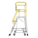 Heavy Duty Aluminum Rolling Platform Ladder With Steps, 375Lbs Capacity