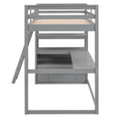 Twin Size Loft Bed with Desk and Shelves, Two Built-in Drawers, Gray(Old SKU: GX000423AAE)