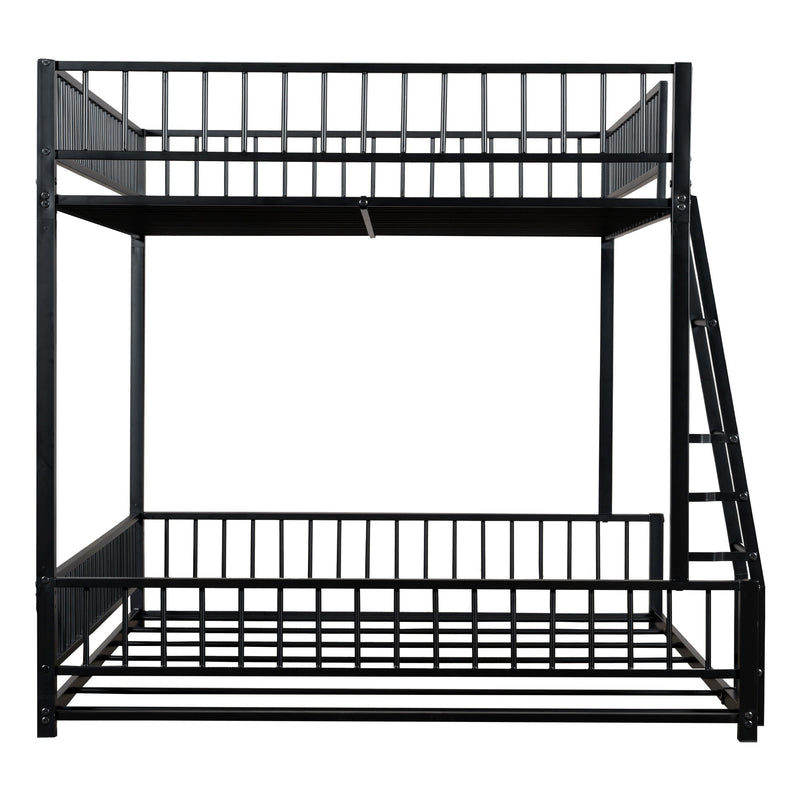 Bunk Bed Frame With Ladder And Safety Guardrails