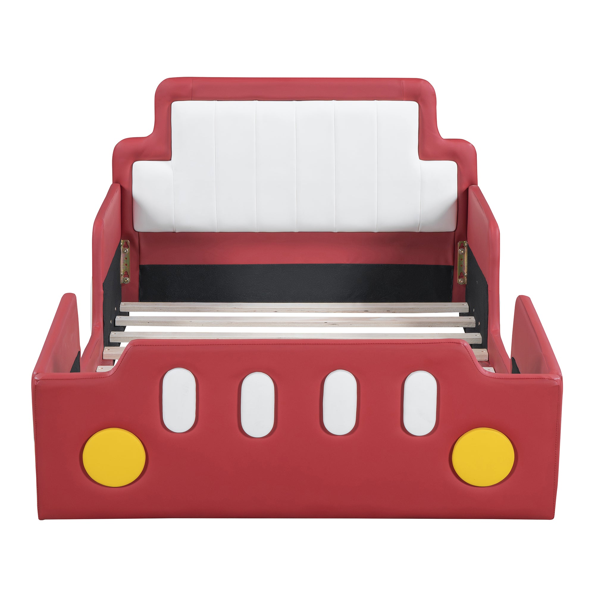 Twin Size Race Car-Shaped Platform Bed with Wheels,Red - Atlantic Fine Furniture Melbourne FL