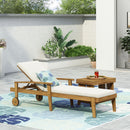 Jason - Black Chaise Lounge Adjustable Acacia Wood Outdoor Furniture