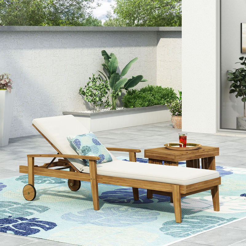 Jason - Black Chaise Lounge Adjustable Acacia Wood Outdoor Furniture