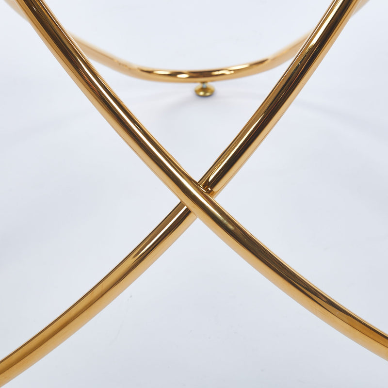 Metal Leg Dining Table With Tempered Glass Top