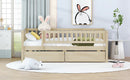 Twin Size Daybed Wood Bed with Two Drawers, Natural