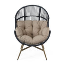 Cori - Outdoor Patio Egg Chair, With Cushion - Black / Khaki