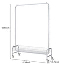 Heavy Duty Iron Garment Rack With Basket On Wheels - Silver