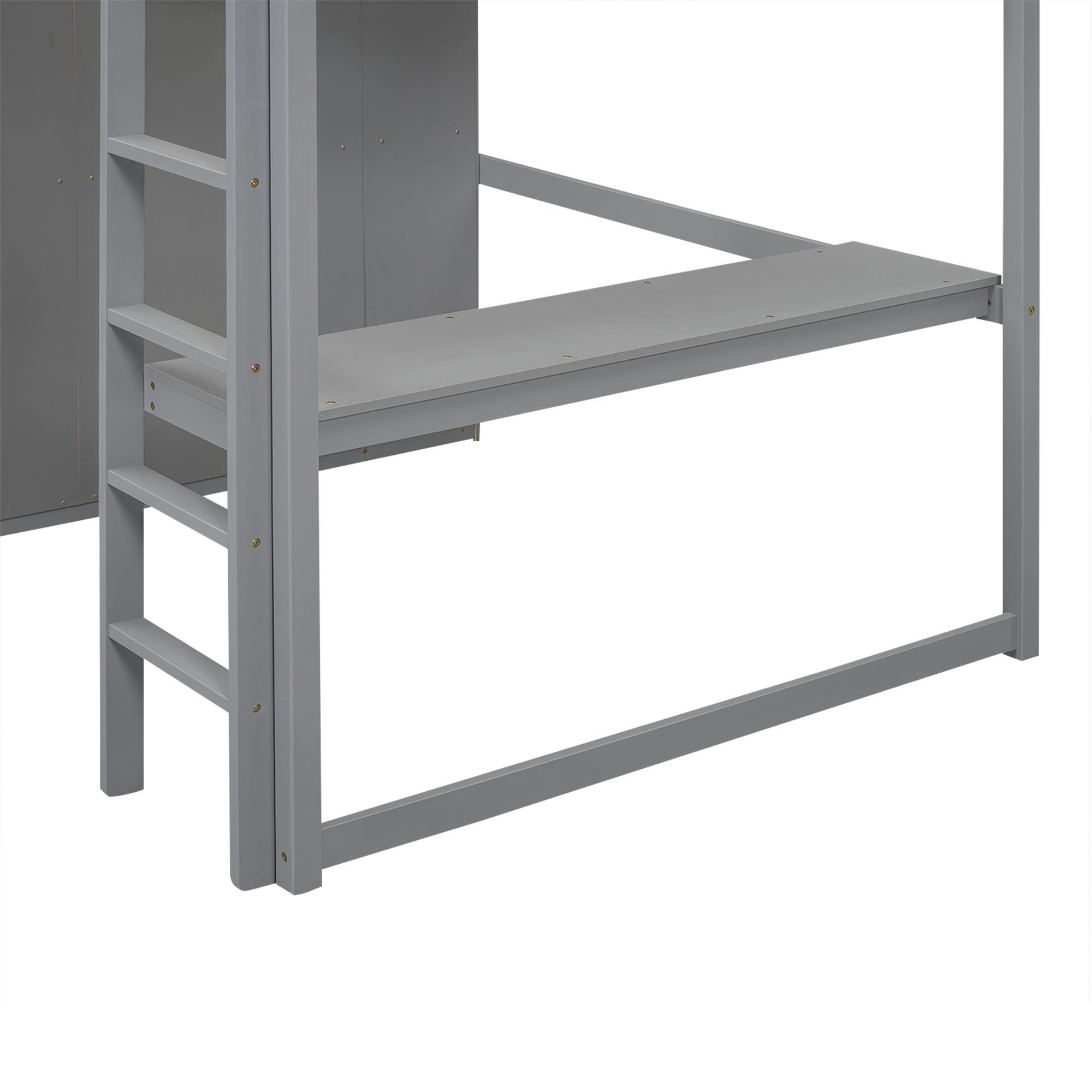Wood Full Size Loft Bed with Built-in Wardrobe, Desk, Storage Shelves and Drawers, Gray - Atlantic Fine Furniture Melbourne FL
