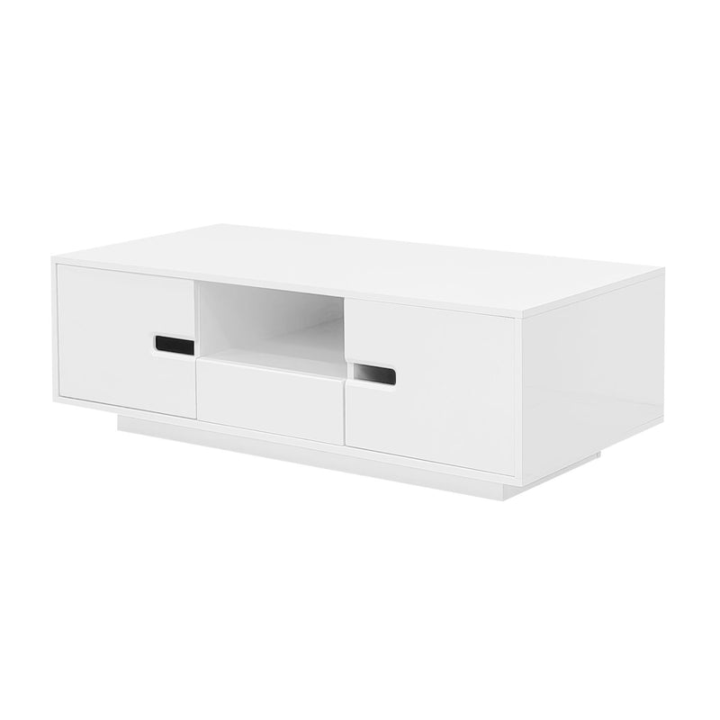 Modern High Glossy Rectangle Coffee Table With 16 Color LED Lights For Living Room