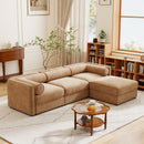 Contemporary Elegant White Chenille Sofa With Storage And Ottoman