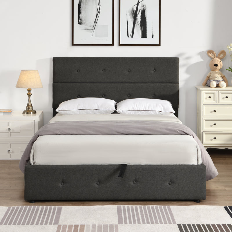 Upholstered Platform Bed with Underneath Storage,Full Size,Gray