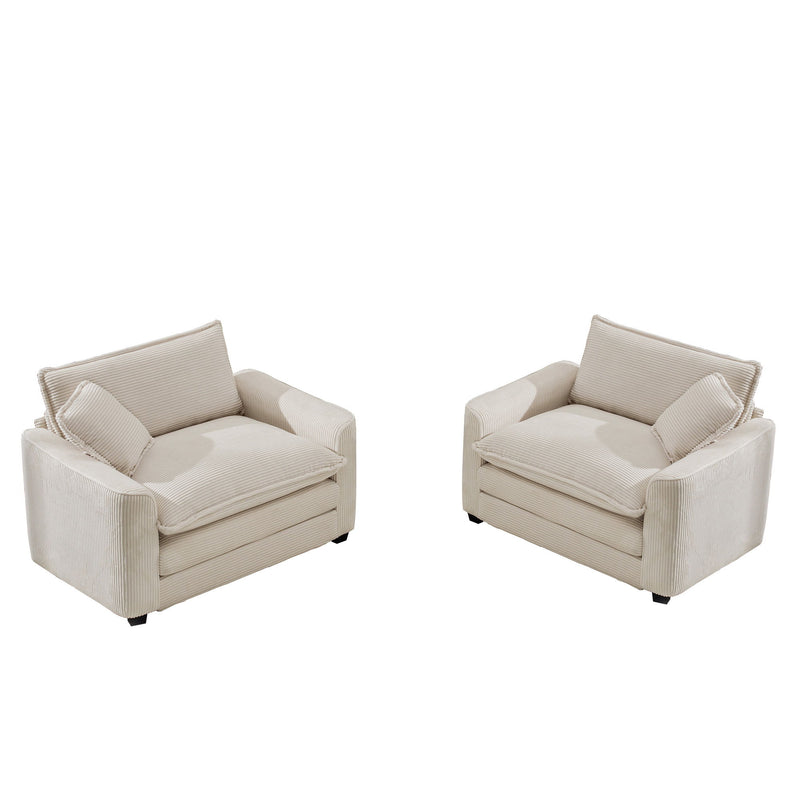 Modern Classic Corduroy Fabric Single Chair Deep Seat Sofa With Pillow