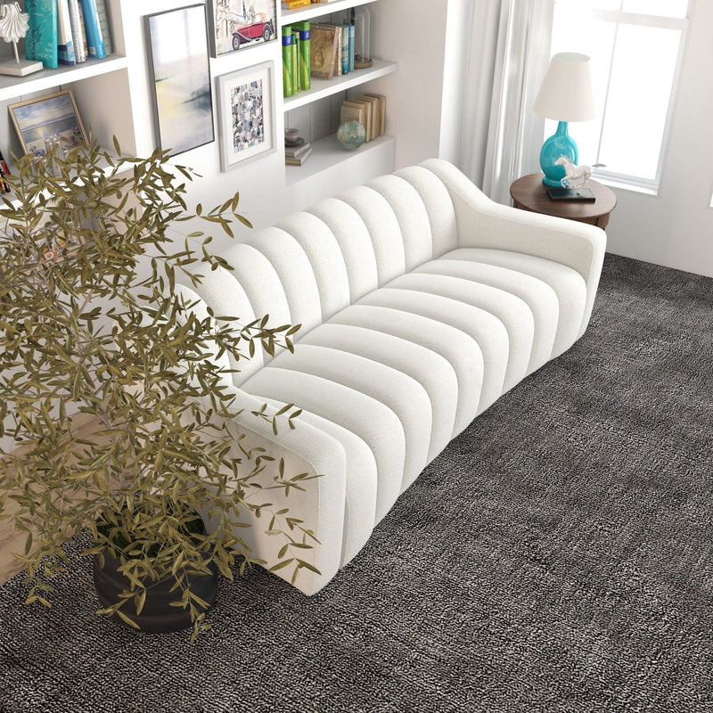 Marcus - Luxury Tight Back Boucle Couch - Cream / Creamy White / Ivory
