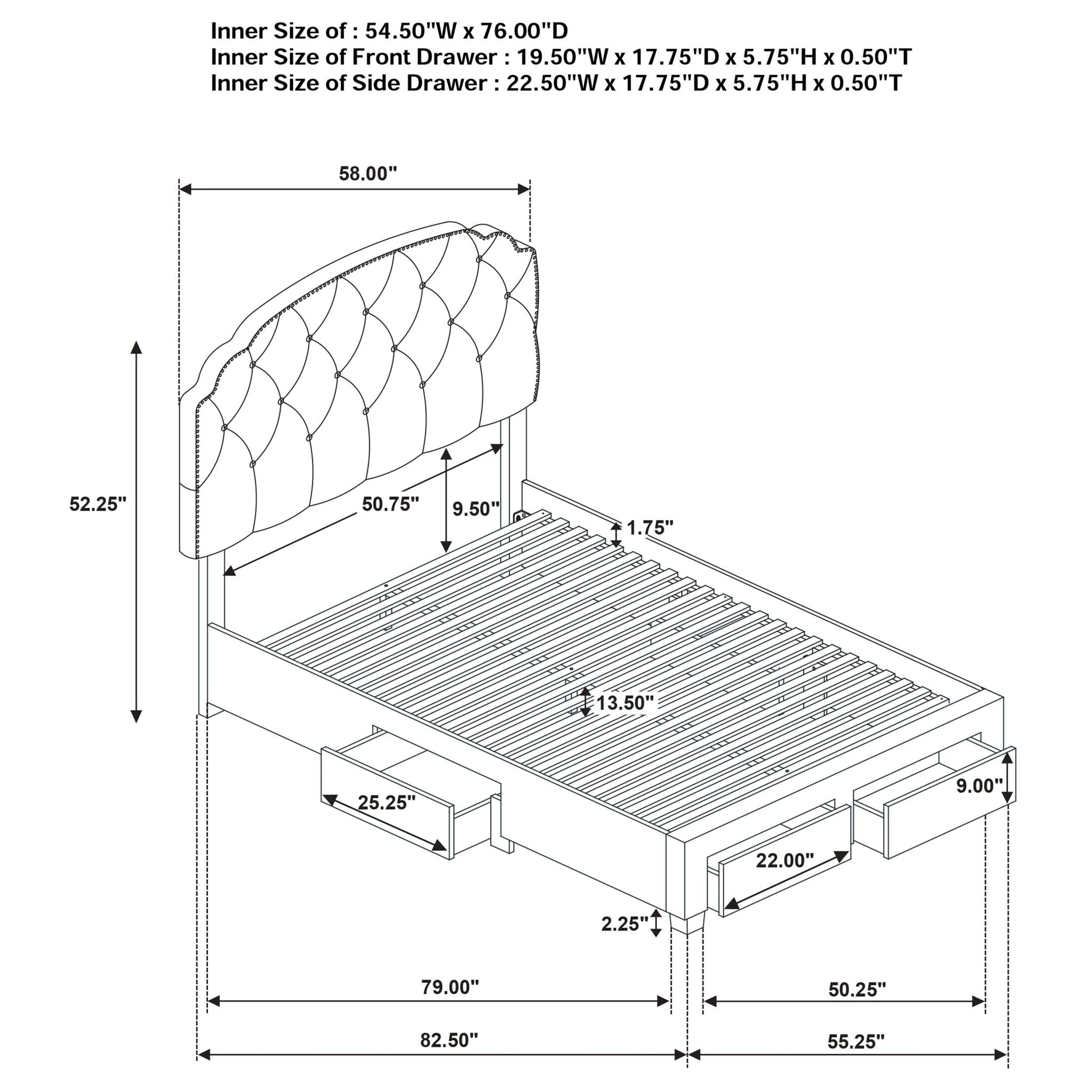 Marianna 4-drawer Upholstered Full Storage Bed Cream