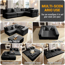 Modular L Shaped Floor Living Room Sofa Set With 6 Pillows