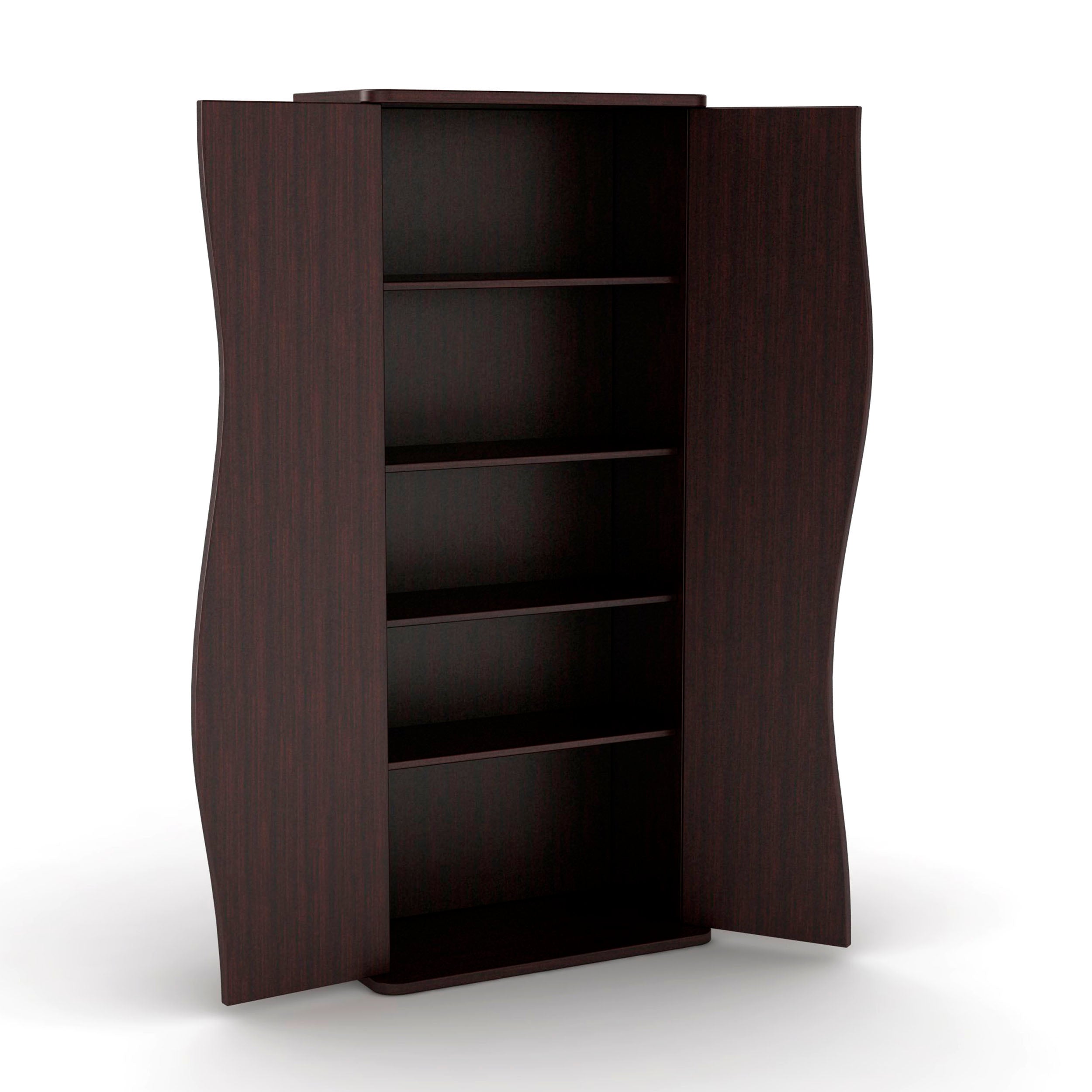 Multimedia Cabinet, 5 Sliding Dividers, Push to Open Magnetic Doors, 2 Fixed Shelves, 4 Adjustable Shelves in Espresso Brown