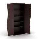 Multimedia Cabinet, 5 Sliding Dividers, Push to Open Magnetic Doors, 2 Fixed Shelves, 4 Adjustable Shelves in Espresso Brown