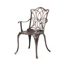 Outdoor Dining Chair With Floral Design And Curved Saber Legs (Set of 2) - Copper