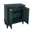 Hollow Carved 2 Door Accent Cabinet With Adjustable Shelf, Sideboard Buffet For Entryway, Living Room Or Bedroom - Blackish Green