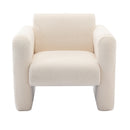 Modern Accent Chair Lambskin Sherpa Fabric Upholstered Comfy With Pillow