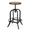 Industrial Firwood Adjustable Height Swivel Barstools (Set of 2) Metal & Wood - Natural / Pewter