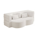 Modern Floor Sofa, With 2 Pillows, Convertible Teddy Fabric Foam Filled Bed