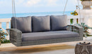 3 Person Large Patio Swing Bench With Cushions For Backyard