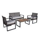 4 Piece Patio Furniture Set With Acacia Wood Table Top And Cushions