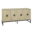 Carved 4 Door Sideboard With Storage, Adjustable Shelf