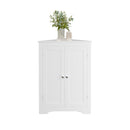 Corner Cabinet With 2 Doors And Adjustable Shelves, Freestanding Narrow Storage Organizer For Bathroom - White