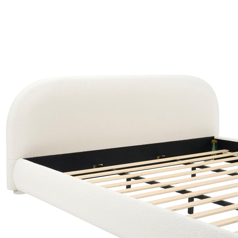 Upholstered Simple Modern Bedroom Bed With Curved Headboard