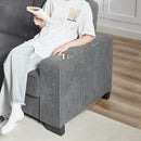 Modern Corduroy Fabric Sofa, 3 Seater Compressed Couch With Cup Holders