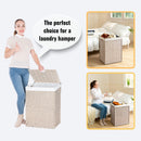 Laundry Hamper With Lid PE Rattan Powder Coating Frame Clothes Hampers With 2 Removable Bags