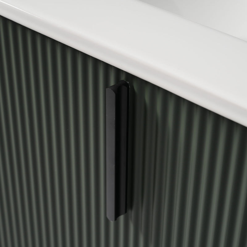 Bathroom Vanity With Ceramic Sink, Fluted Design