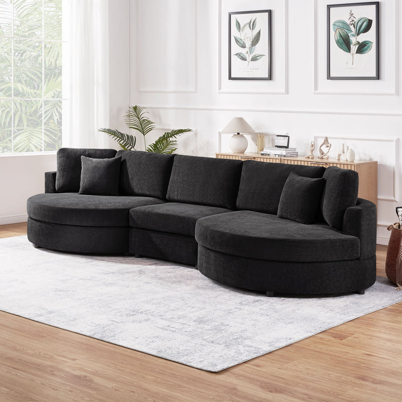 Modern 3 Seater Upholstered Sofa With Curved Design