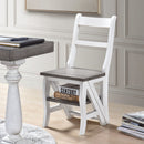 Solid Wood Foldable Ladderchair Dual Purpose Stepladders Step Display Stand Flower Stand Forhome, Library, Kitchen - Antique White / Sandstone