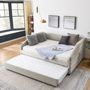 Elegant Daybed With Trundle Upholstered Tufted Sofa Bed