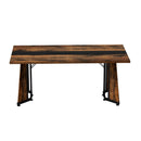 Rustic Rectangular Large Dining Table, Waterproof Desk For 8 People, & Steel With Adjustable Legs - Black / Rustic Brown