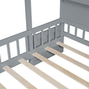 House Bed With Upholstered Sofa, Wireless Charging Station, Shelves And 2 Drawers