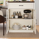 Extendable Kitchen Island With Slide Out Table And Storage Racks For 2 - 6 Person, Power Outlet, Bar, Prep Station - Creamy White / Walnut