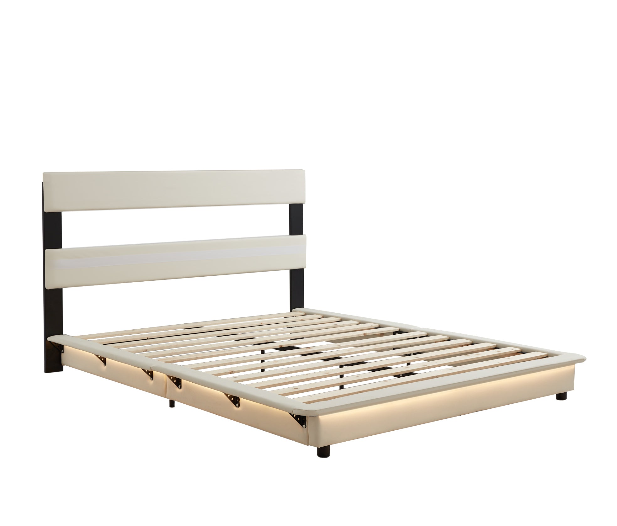 Full Size Upholstered Platform Bed with Sensor Light and Ergonomic Design Backrests, White - Atlantic Fine Furniture Melbourne FL
