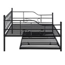 Full Size Metal Daybed with Twin Size Adjustable Trundle, Portable Folding Trundle, Black(OLD SKU:MF293730AAB)